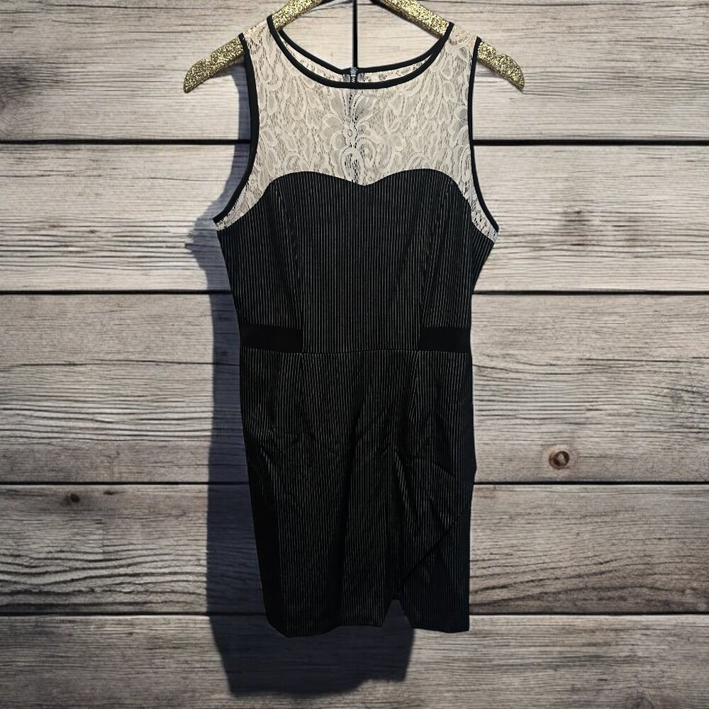 Women's KENSIE Black White‎ Sleeveless Dress with Lace Size Medium NWT $99